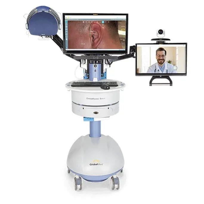 Mobile telemedicine clinical station with camera and peripherals