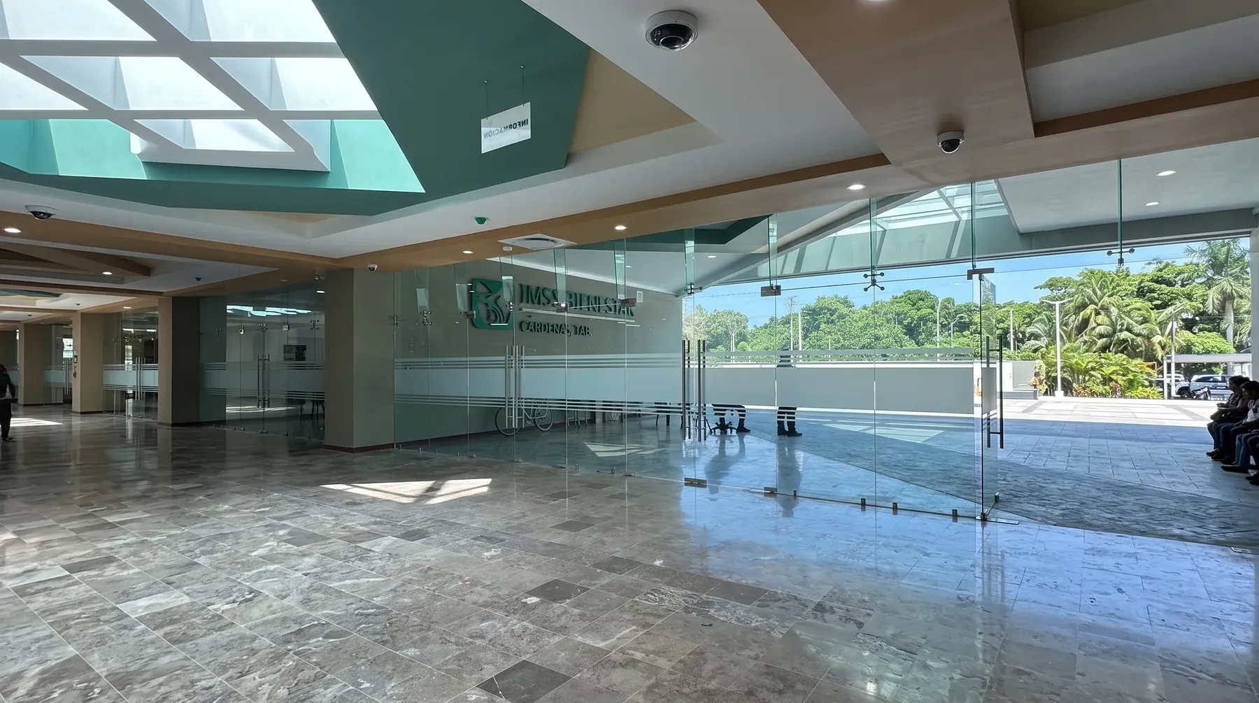 Surveillance domes in a medical facility lobby